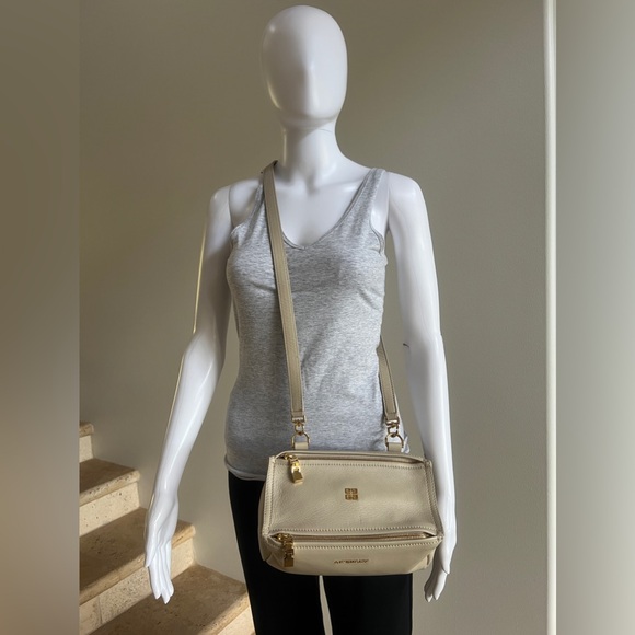 GIVENCHY Sugar Goatskin Leather Mini Pandora Crossbody Bag Handbag, Beige - Picture 14 of 14